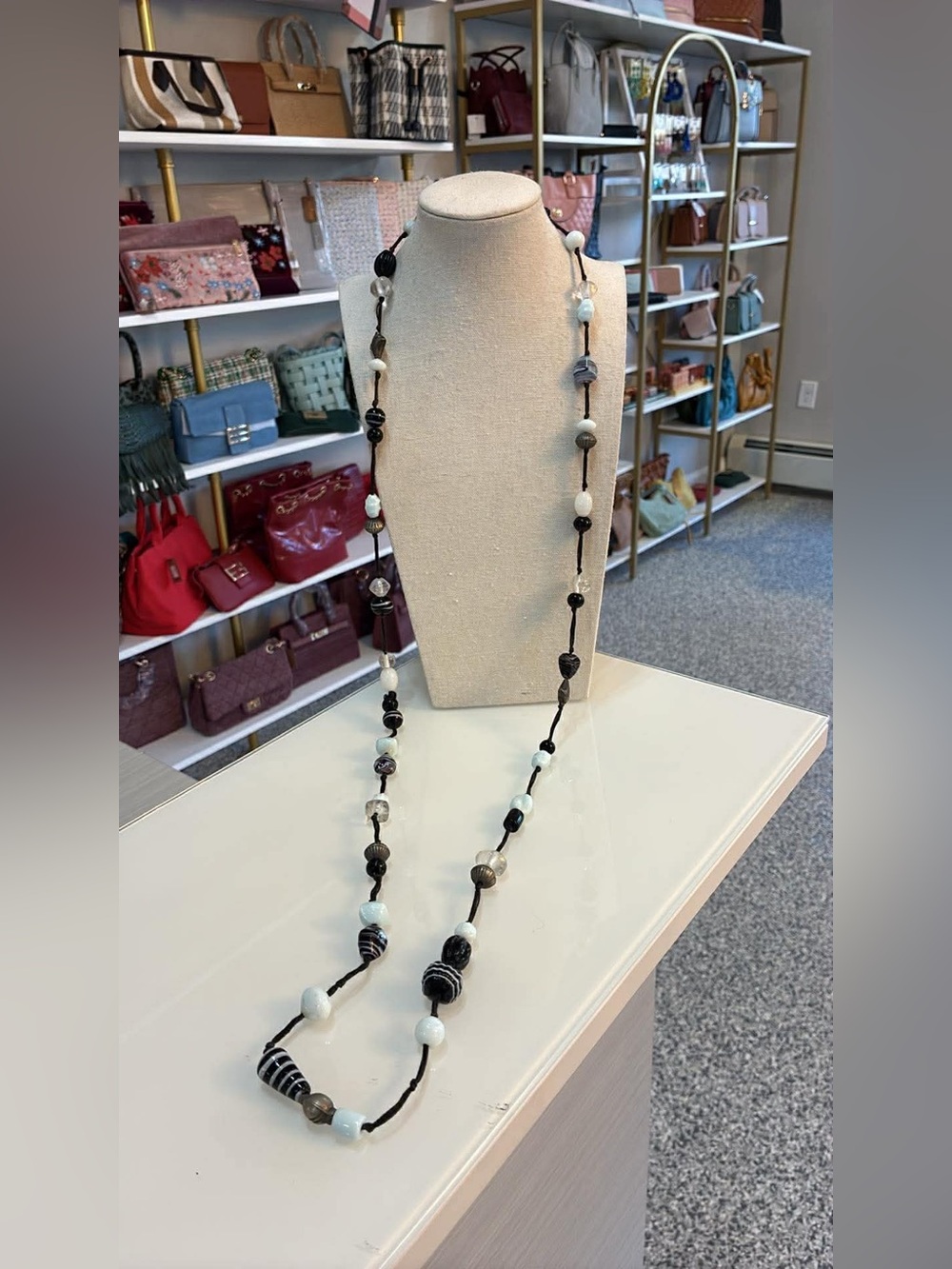 Black & White Multi-Bead Strand Necklace - Picture 3 of 5